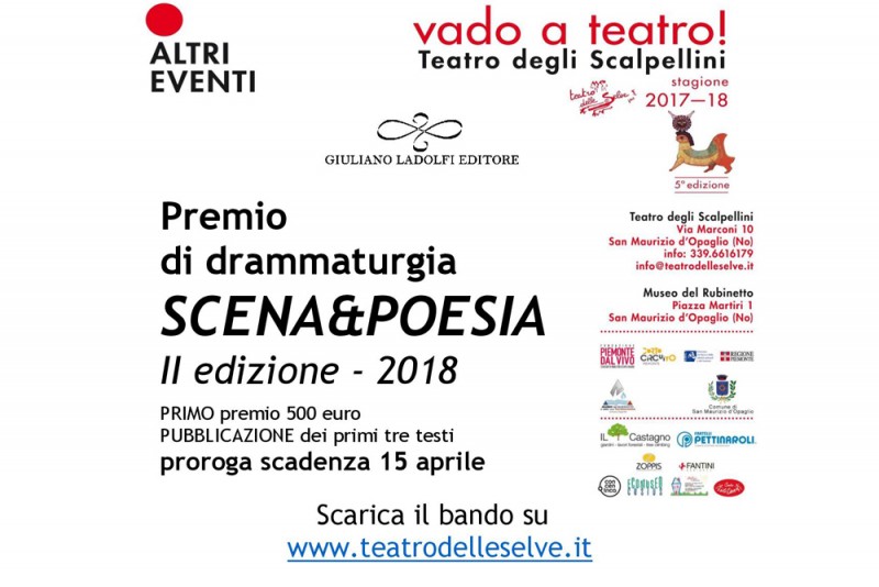 PREMIO SCENA&amp;POESIA 2018 – II edizione - PROROGA SCADENZA AL 15 APRILE