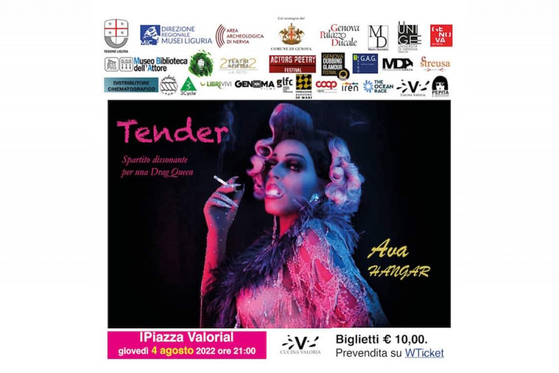 TEATRO G.A.G. - &quot;Tender. Spartito Dissonante per una Drag Queen&quot; di e con Riccardo Massidda (Ava Hangar) - Giovedì 4 agosto, ore 21:00