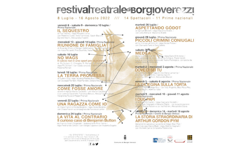 FESTIVAL TEATRALE DI BORGIO VEREZZI - 56ª edizione dall’8 LUGLIO al 16 AGOSTO 2022