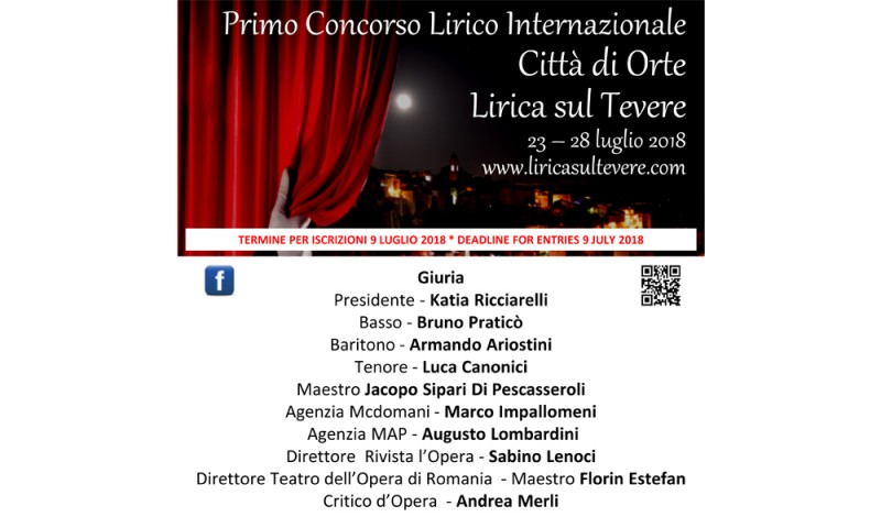 CONCORSO LIRICO INTERNAZIONALE &quot;LIRICA SUL TEVERE&quot; CITTÀ DI ORTE 2018